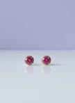 BOTOPARO Boucle d'oreille ronde topaze rose sertie de zircon vermeil or 18k