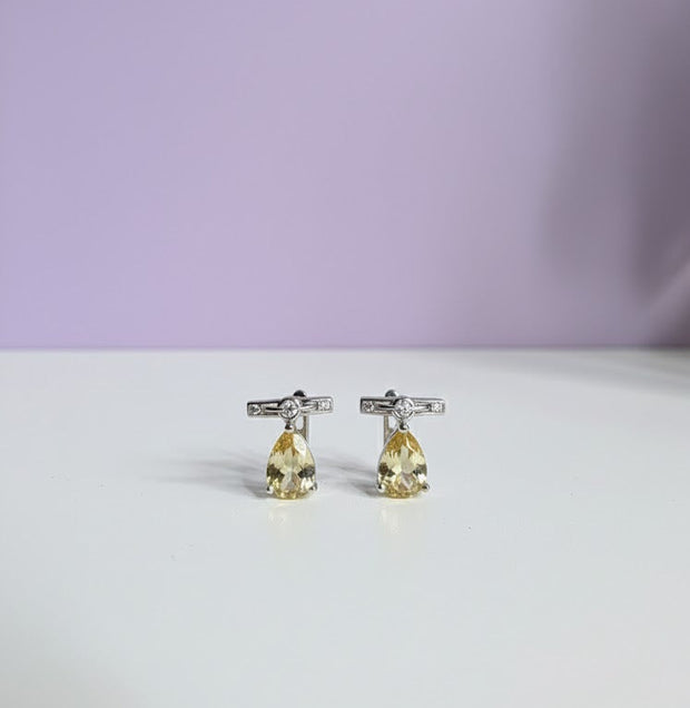 BOTRI Boucle d'oreille pendante citrine goutte zircon argent