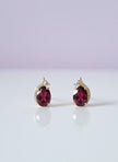 BOVAGRA Boucle d'oreille grenat rouge sertie de zircon vermeil or 18k