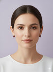 BOVAGRA Boucle d'oreille grenat rouge sertie de zircon vermeil or 18k