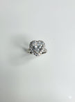 Bague ajustable coeur de cristal de roche en argent 925  sertie de zircons