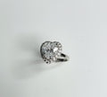 Bague ajustable coeur de cristal de roche en argent 925  sertie de zircons