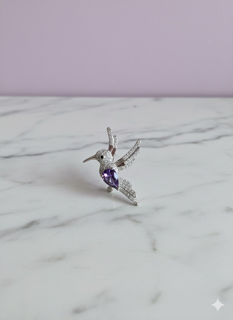 COLIDAD Pendentif colibri argent 925 améthyste