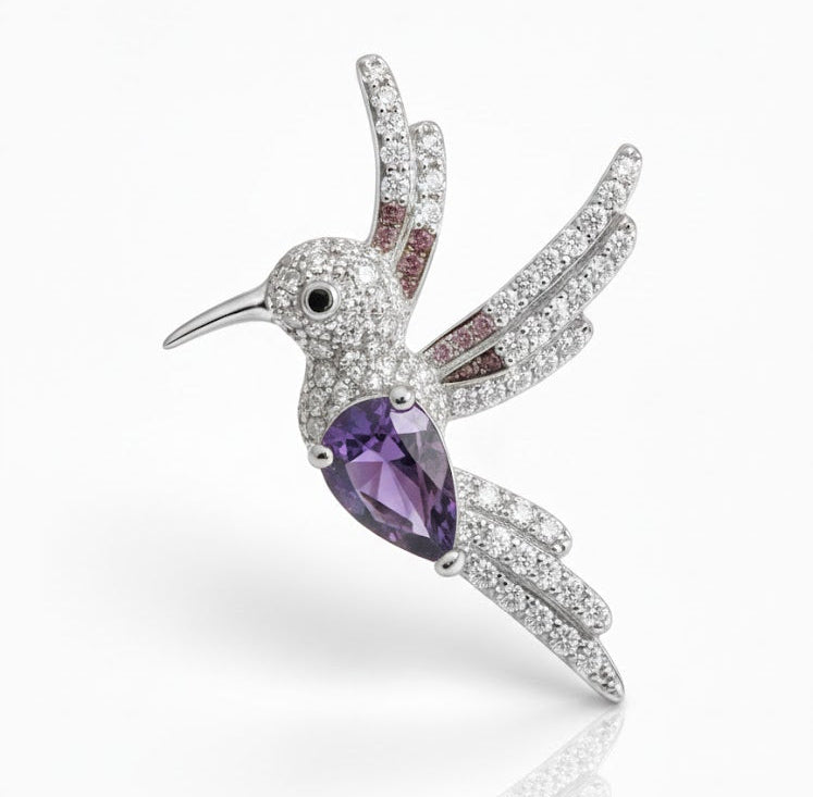 COLIDAD Pendentif colibri argent 925 améthyste