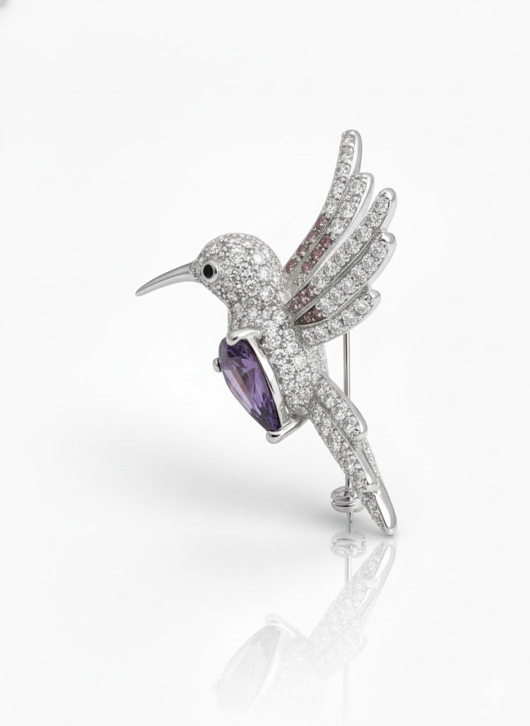 COLIDAD Pendentif colibri argent 925 améthyste