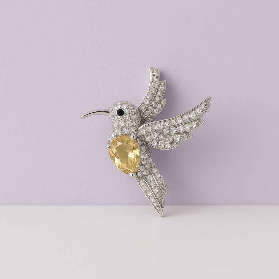 COLIDIA Pendentif colibri en argent 925 citrine