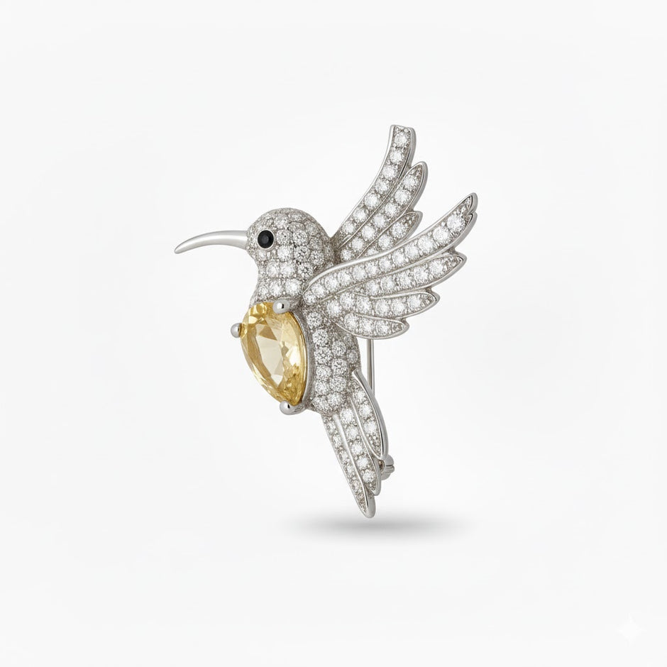 COLIDIA Pendentif colibri en argent 925 citrine
