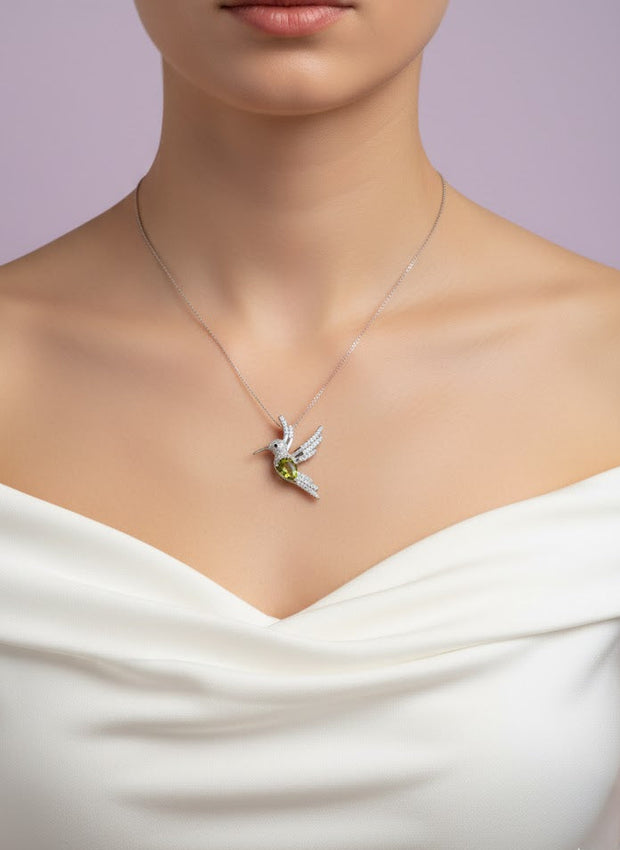 COLIDOTA Pendentif colibri en argent 925 péridot