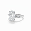 CRISTAL Bague ajustable ovale de cristal de roche en argent 925 sertie de zircons