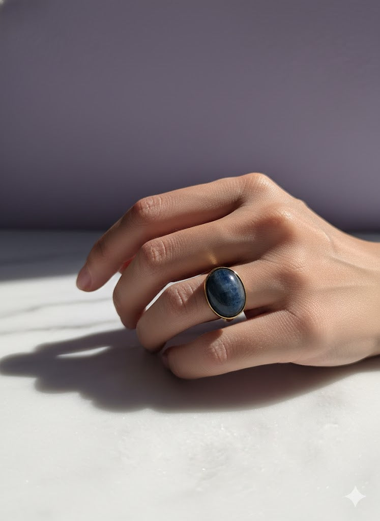 CYANITO Bague cyanite homme mixte vermeil or 18k