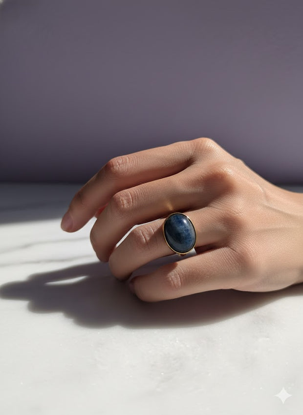 CYANITO Bague cyanite homme mixte vermeil or 18k