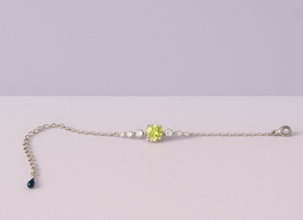 PERIRO Bracelet  peridot rond argent