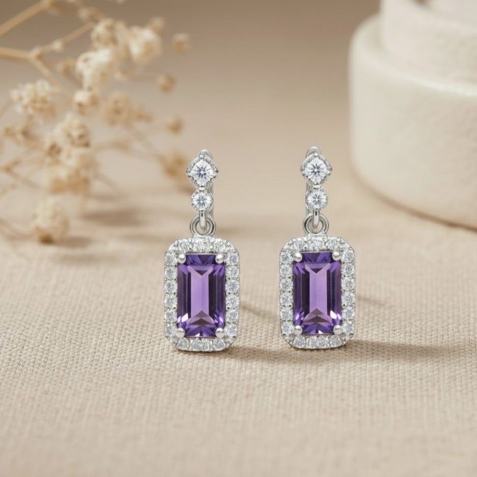 EMERATI Boucle d'oreille émerald améthyste