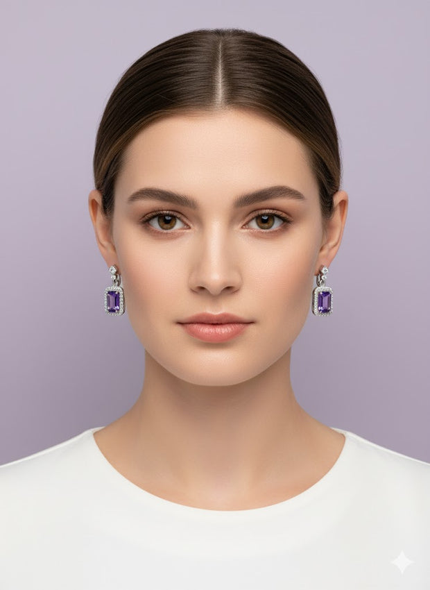 EMERATI Boucle d'oreille émerald améthyste