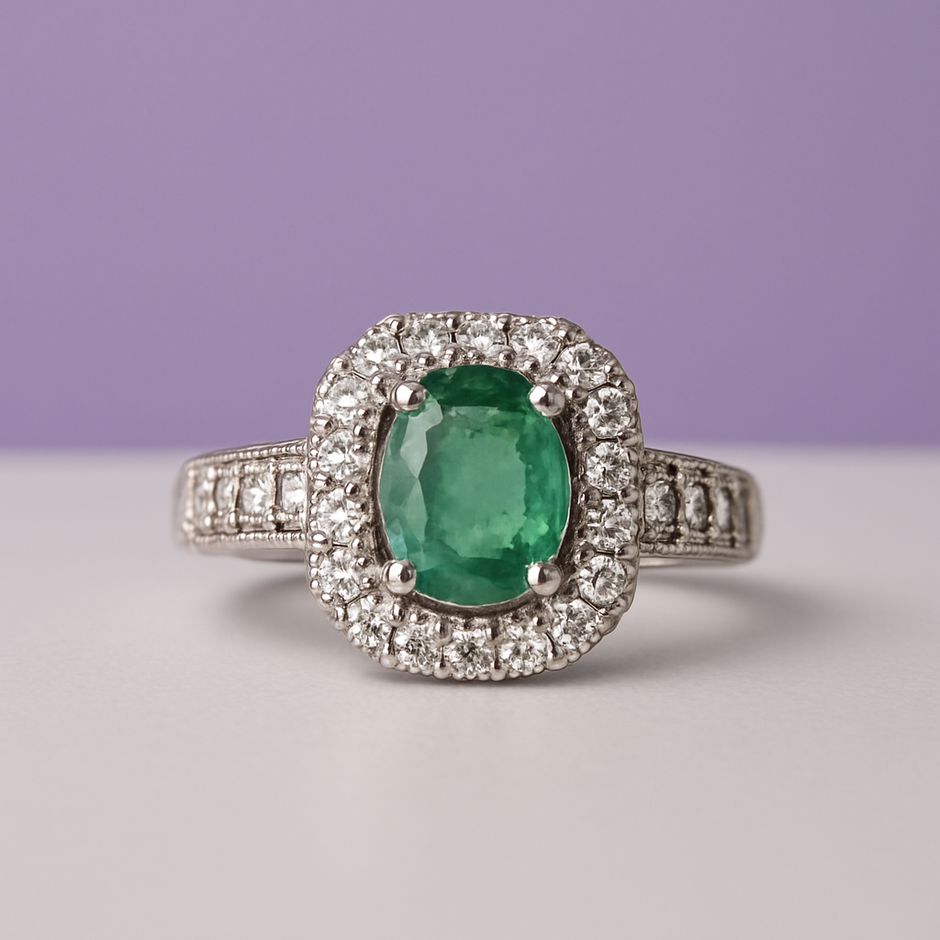 Empire Bague ajustable émeraude empire sertie de zircons