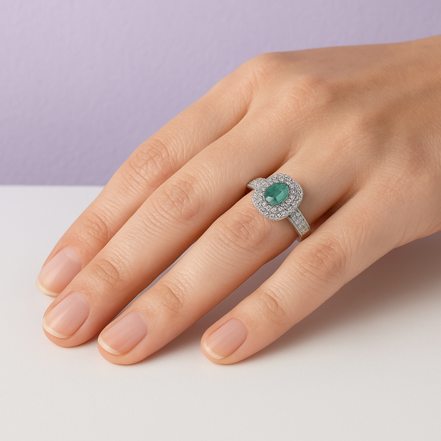 Empire Bague ajustable émeraude empire sertie de zircons