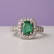Empire Bague ajustable émeraude empire sertie de zircons