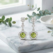 FLEURIDO Boucle d'oreille fleur peridot argent