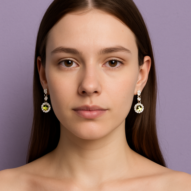 FLEURIDO Boucle d'oreille fleur peridot argent