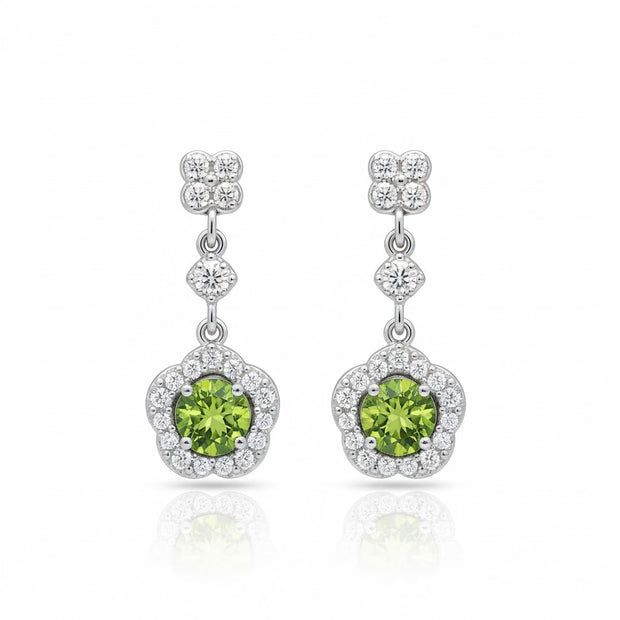 FLEURIDO Boucle d'oreille fleur peridot argent
