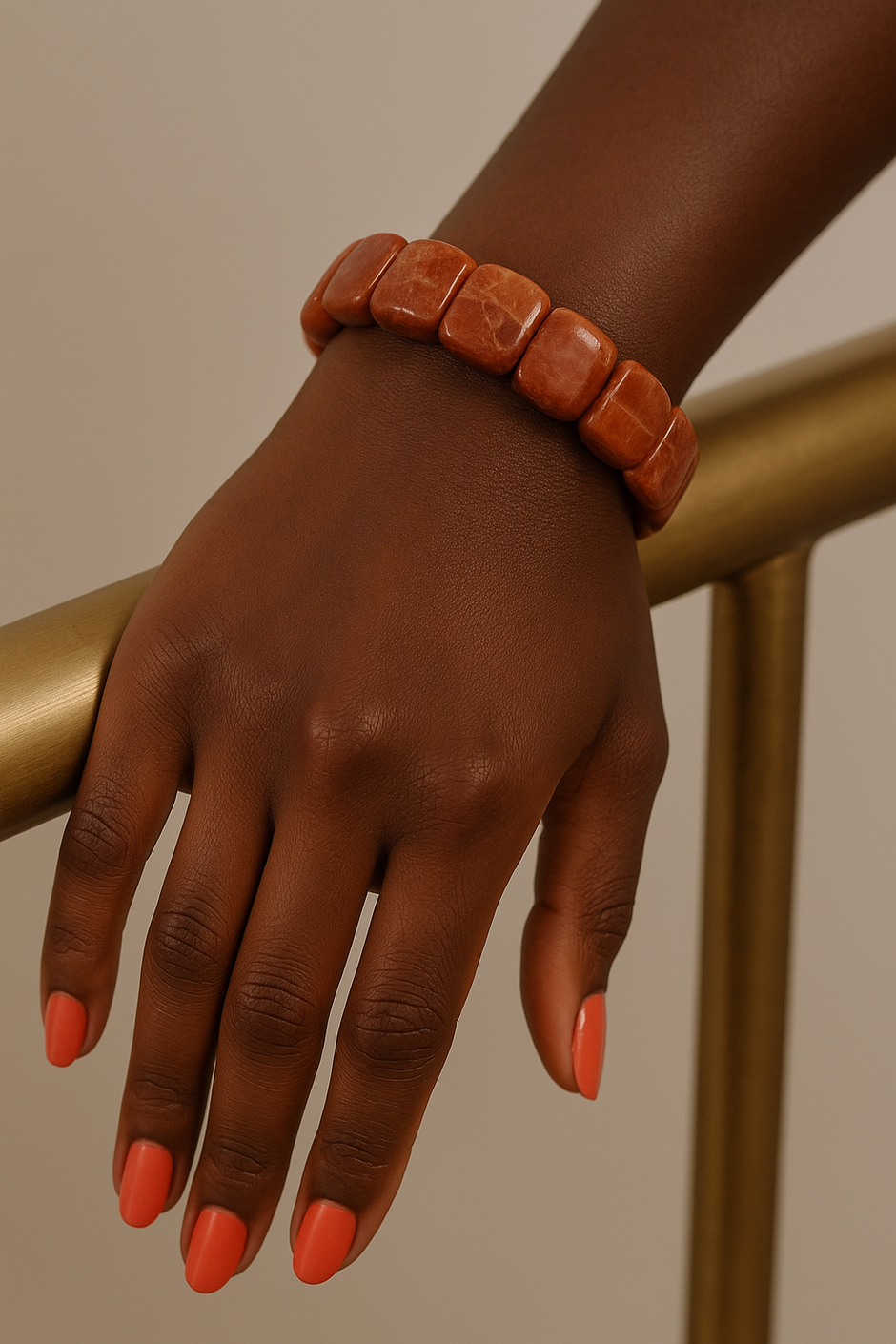 "FOSSILA" Bracelet jonc corail fossil ovale