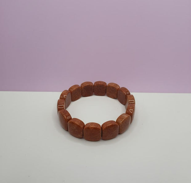 "FOSSILA" Bracelet jonc corail fossil ovale