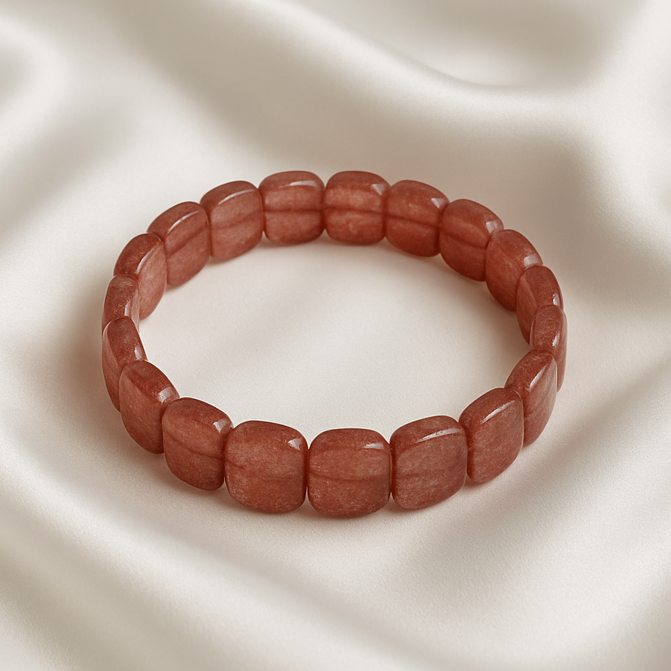 "FRAISA" Bracelet jonc quartz fraise ovale