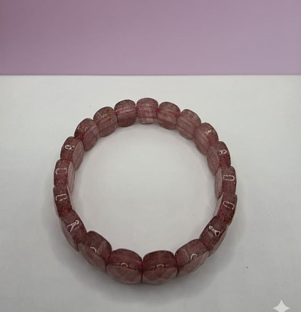 "FRAISA" Bracelet jonc quartz fraise ovale