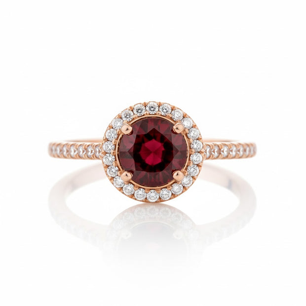 "GRENARA" Bague grenat orange foncé sertie de pierre zircon en vermeil