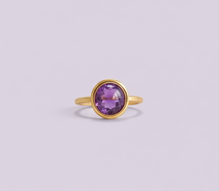 "VIOLETTA" Bague avec améthyste ronde en vermeil