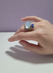 JARAMARINE Bague aigue marine  fleurie bleu argent 925 ajustable