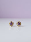 JARBODRITE Boucle d'oreille fleur alexandrite en vermeil or 18k