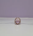 JARDIFLURO Bague fleur fluorite rose sertie de zircon vermeil or rose