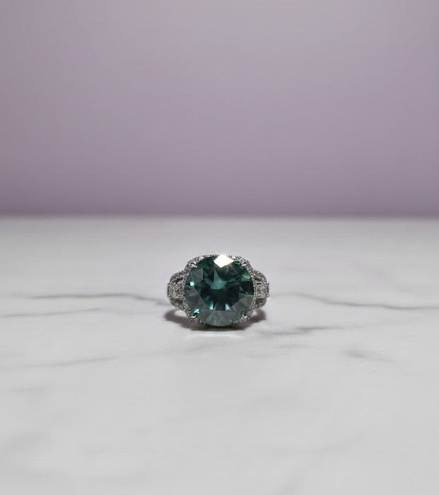 JARDINMOI Bague moissanite verte éclat 10 CT sertie moissanite argent 925