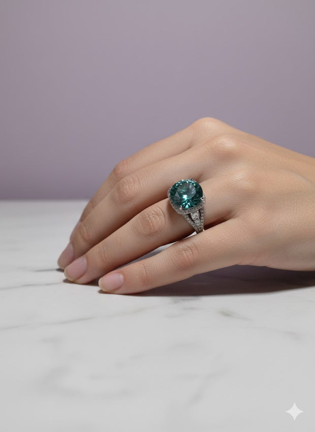 JARDINMOI Bague moissanite verte éclat 10 CT sertie moissanite argent 925