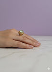 JARDIVERT Bague quartz vert vermeil or 18k
