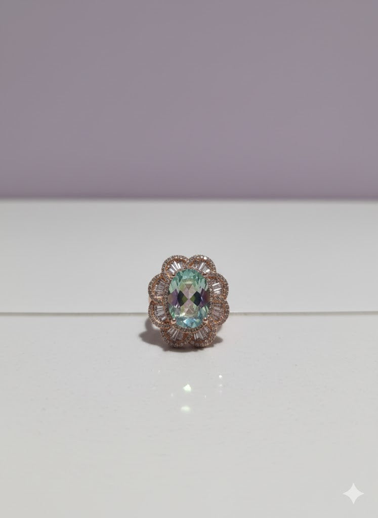 JARDMISTICO Bague quartz mystique en forme de fleur vermeil or rose