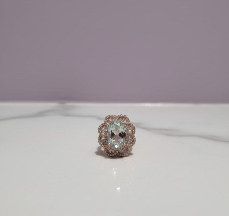 JARDMISTICO Bague quartz mystique en forme de fleur vermeil or rose