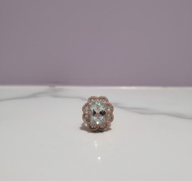 JARDMISTICO Bague quartz mystique en forme de fleur vermeil or rose