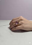 JARDRONMI Bague améthyste ronde vermeil or 18k ajustable