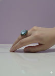 JARMOGA Bague morganite sertie de zircon verte argent 925