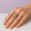 JAROPAZE Bague tapis fleur topaze sertie zircon vermeil or 18k