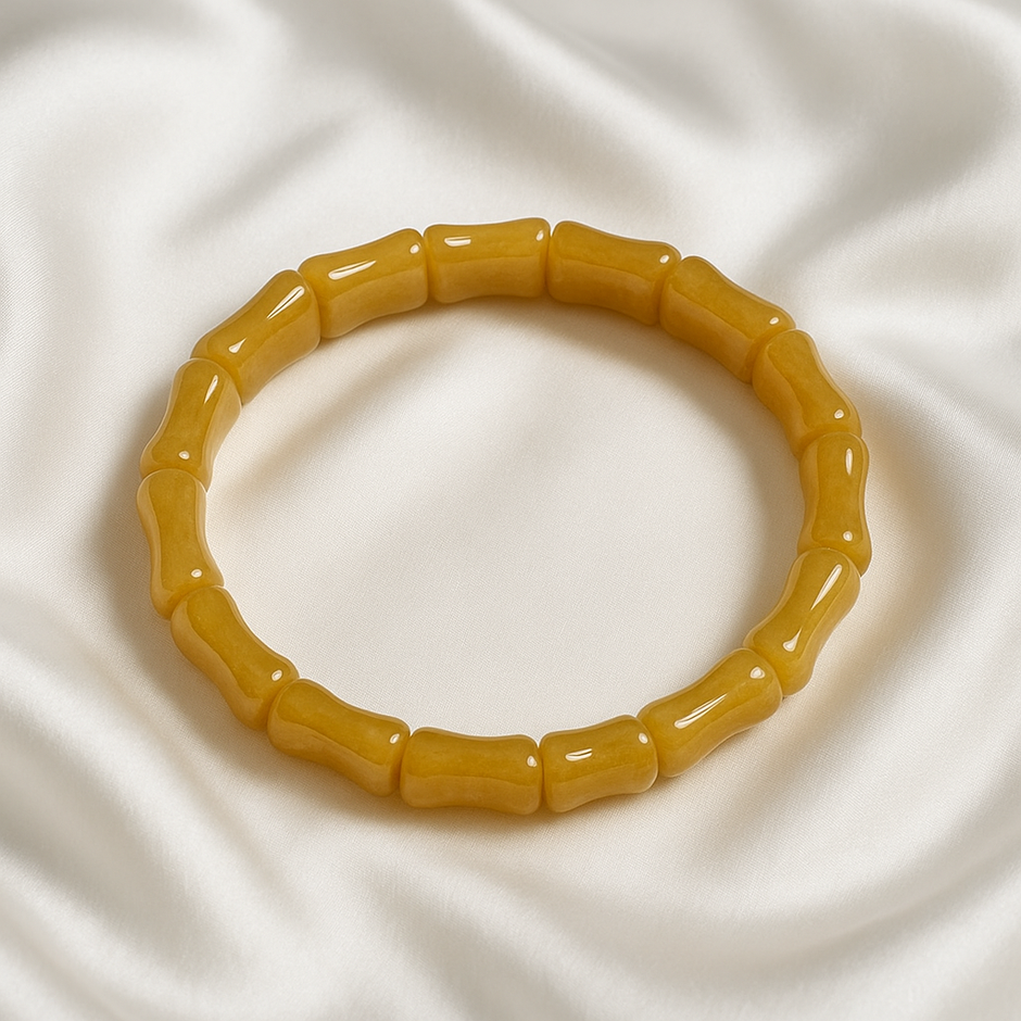 "JAUNA" Bracelet jonc jade jaune bambou