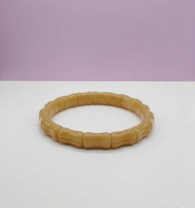 "JAUNA" Bracelet jonc jade jaune bambou