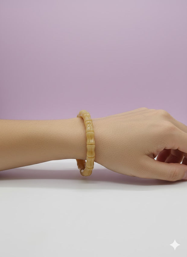 "JAUNA" Bracelet jonc jade jaune bambou