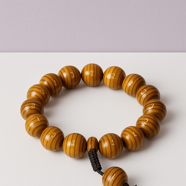 JAUZE Bracelet en bois jaune zebré