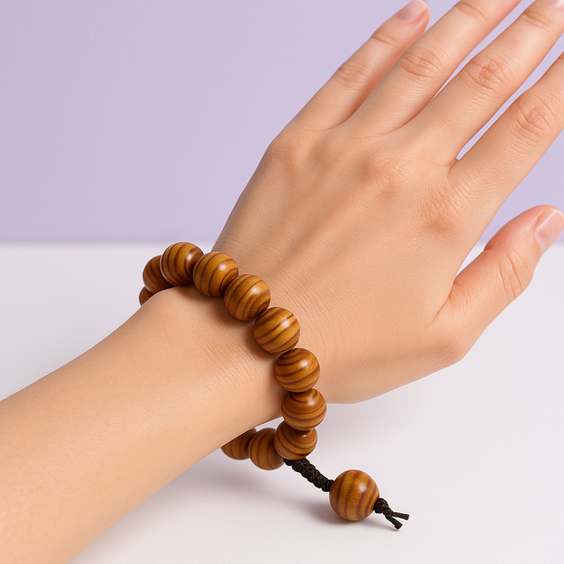JAUZE Bracelet en bois jaune zebré