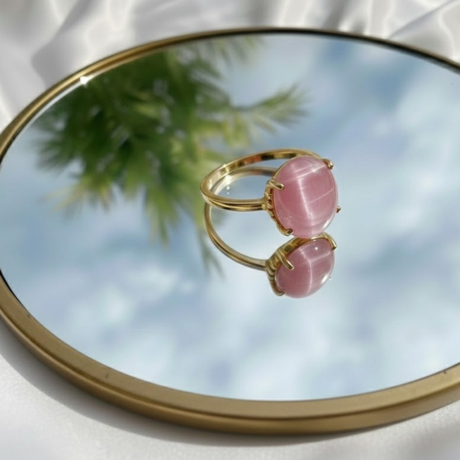 LEPIDO Bague ajustable lépidolite en vermeil