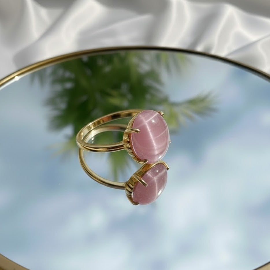 LEPIDO Bague ajustable lépidolite en vermeil