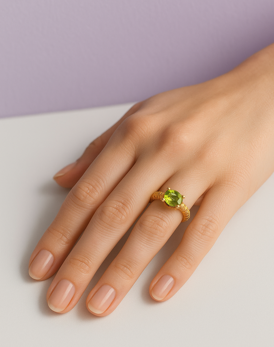 LIMON bague ajustable péridot en vermeil